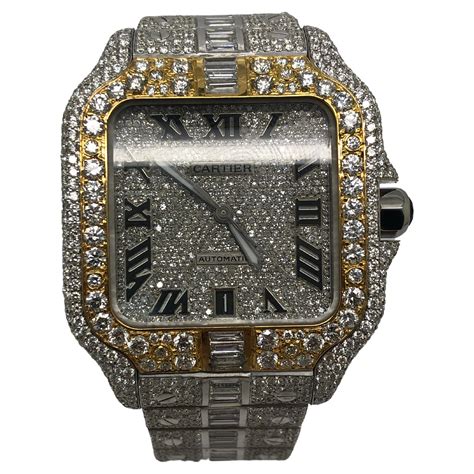 cartier watch replica iced out|cartier iced out diamond watch.